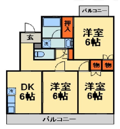 長沼町ＫＨハイツＡ棟の物件間取画像